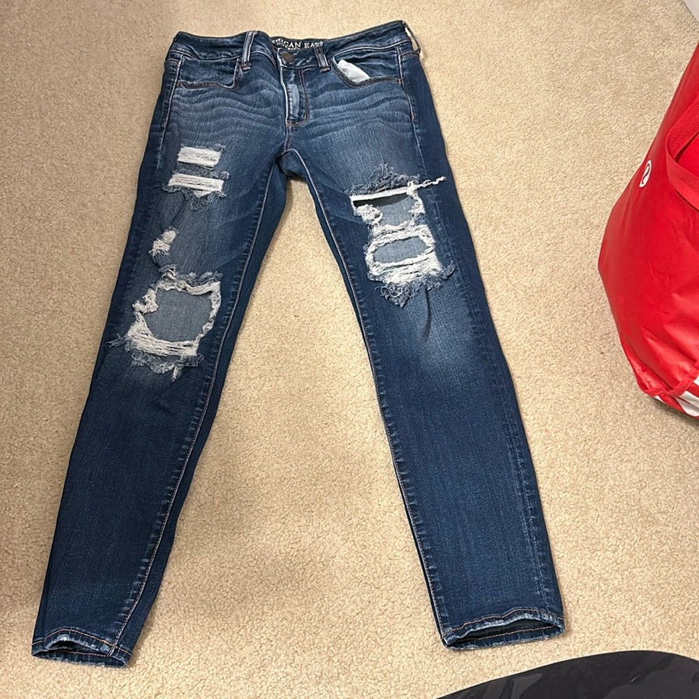 american eagle dark wash jeans size 8